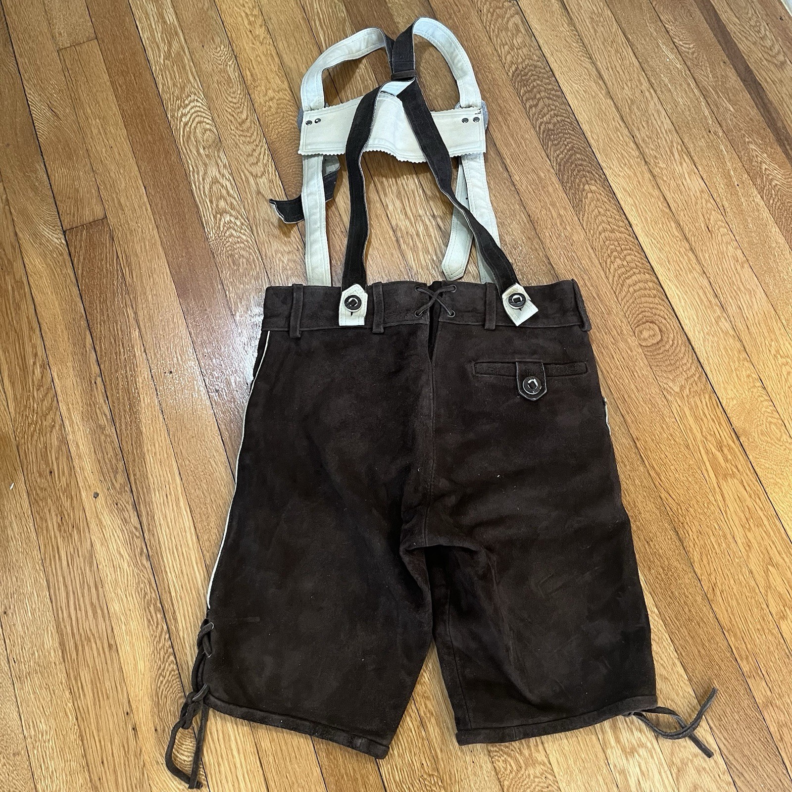 Vtg Lederhosen Suede Shorts Mens Euro 46 Brown Embroidered Oktoberfest German