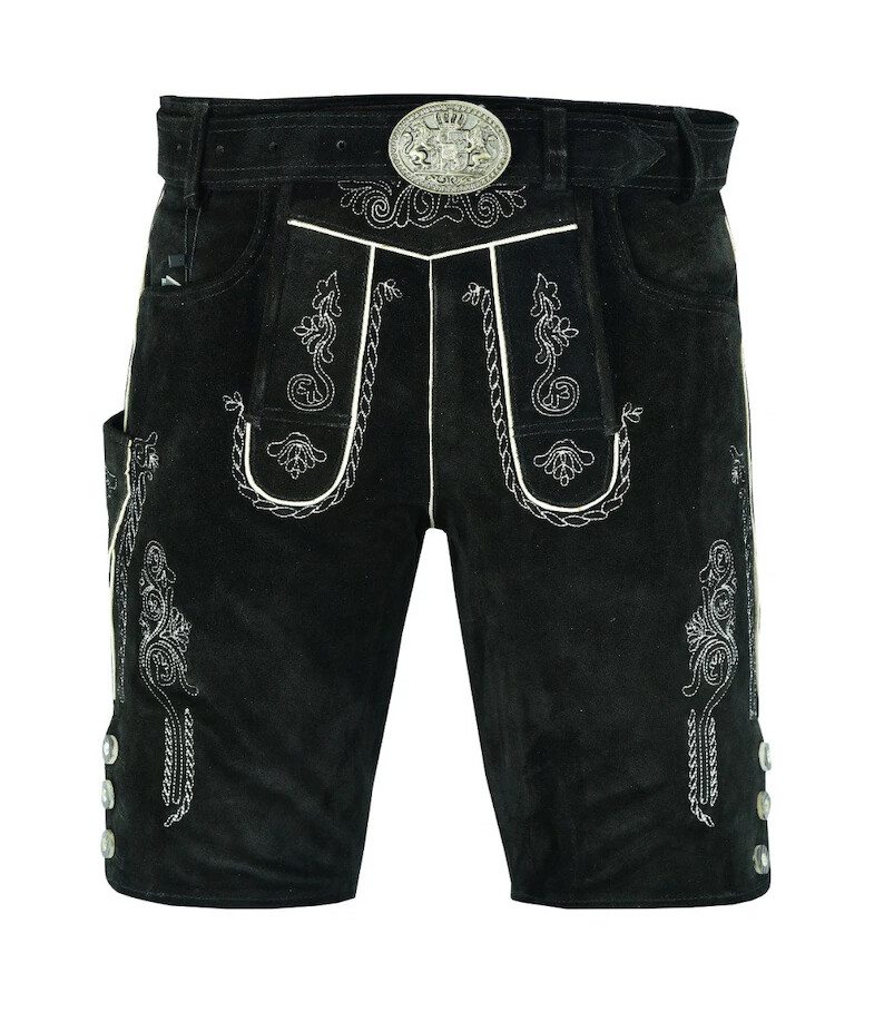 Men’s Bavarian Tratchen Lederhosen Pant German Oktoberfest Suede Leather Pants