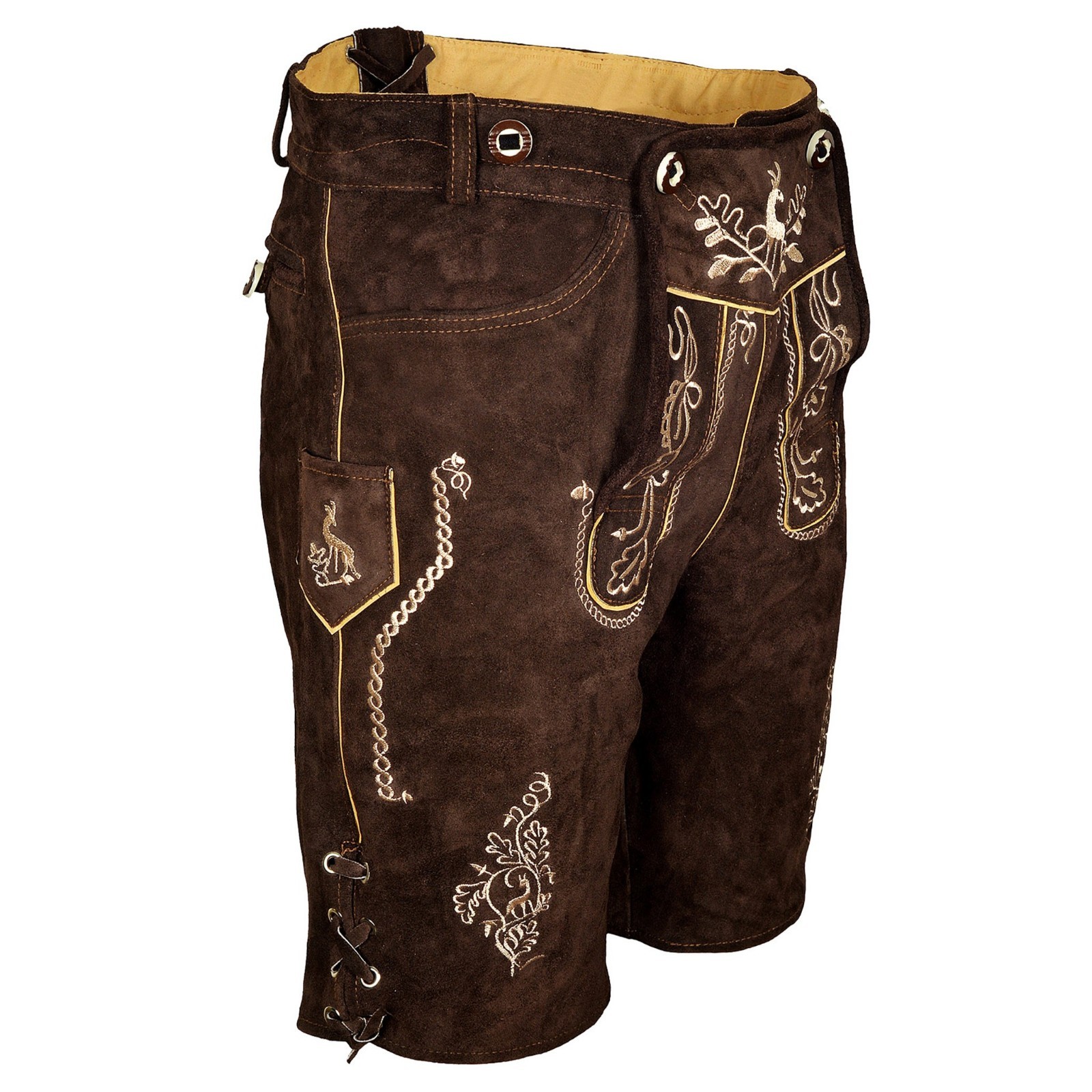 Authentic Men Lederhosen Otto with Deer and Oak Embroidery Oktoberfest Costume