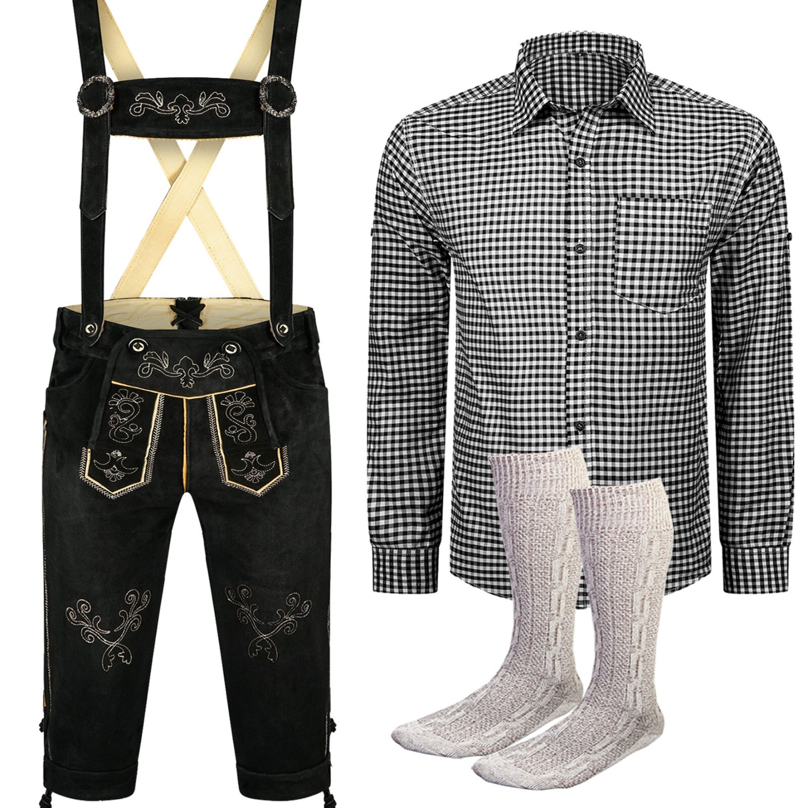 Costume set men’s costume leather pants size 46 to 62 costume pants shirt with socks