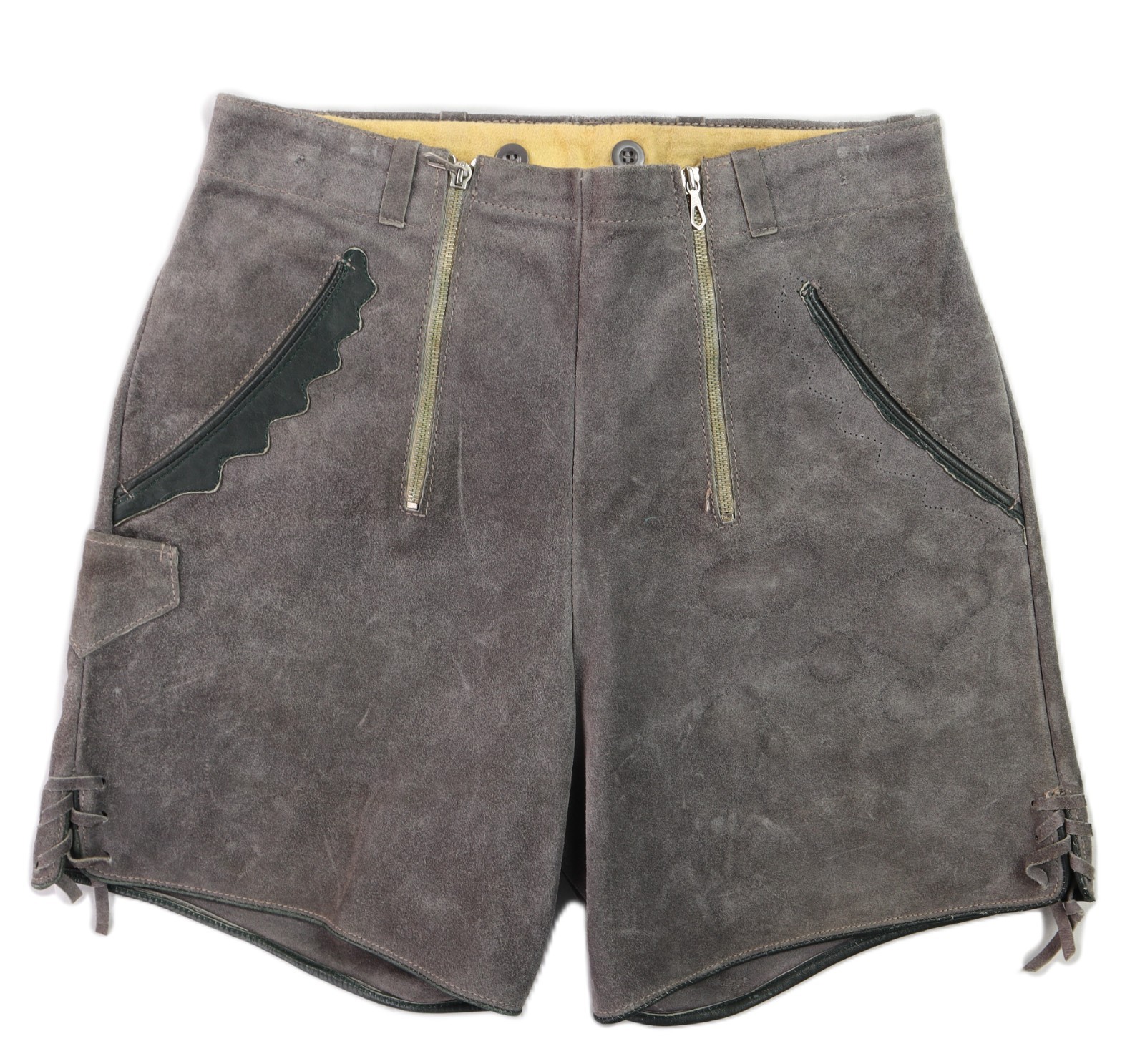 Bergfreund US Men’s 44 US 30 Gray Suede Leather Lederhosen Bavarian Shorts