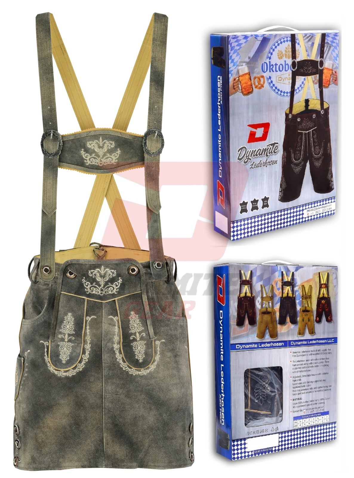 Bavarian Oktoberfest Lederhosen Skirt German Tracht Outfit Grey