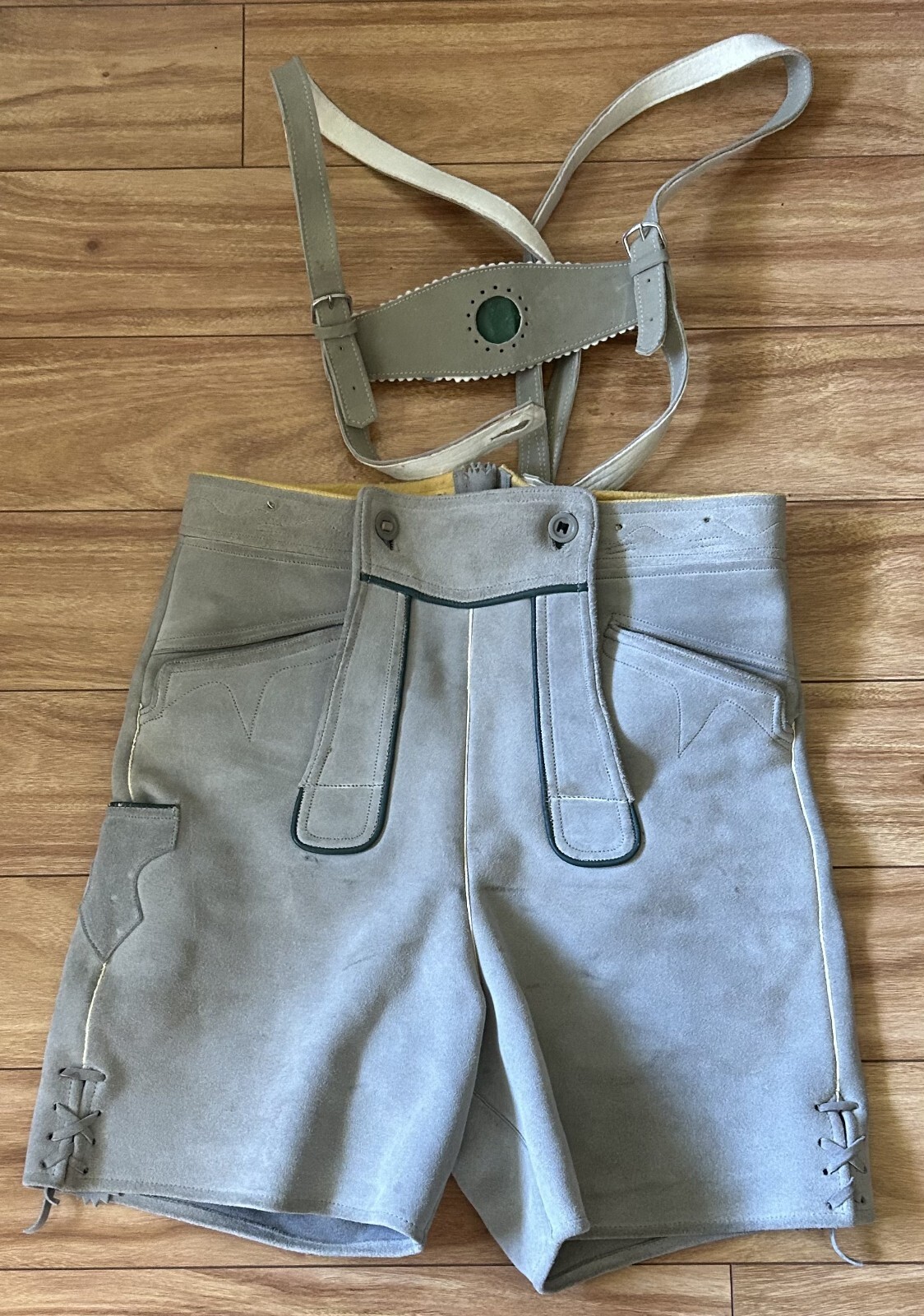 Vintage Gray 1950,1960 Lederhosen Size 32 Free Shipping in the United States