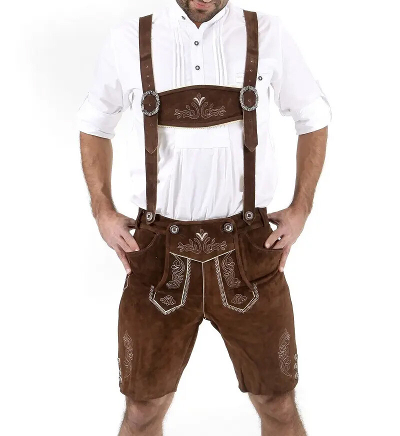 Men’s Bavarian Tratchen Lederhosen Pant German Oktoberfest Suede Leather Pants