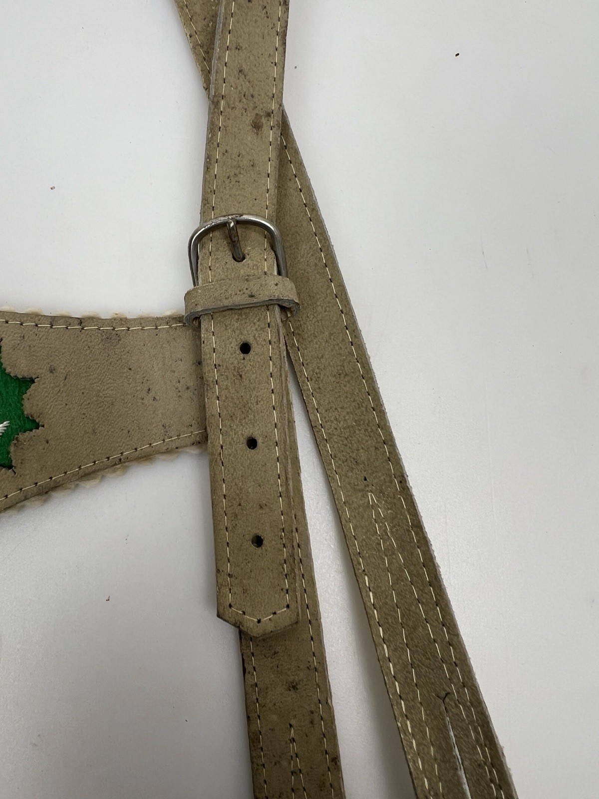 Vintage German Bavarian Lederhosen Suspenders Youth Deer Embroidered
