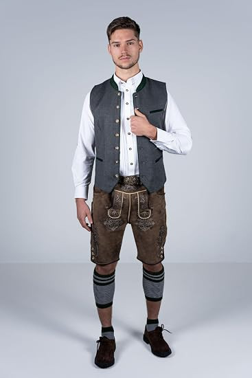 Edelnice Trachten Bavarian october fest traditional short Leather Lederhosen 46