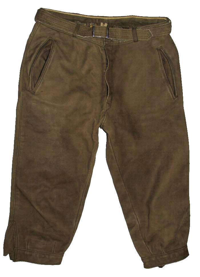 Men’s costume knee band leather pants/traditional pants in olive green approx. size 44