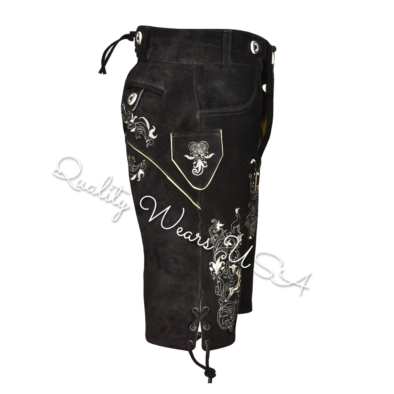 Men Oktoberfest Lederhosen- Authentic Bavarian Lederhosen-Suede Leather Trousers