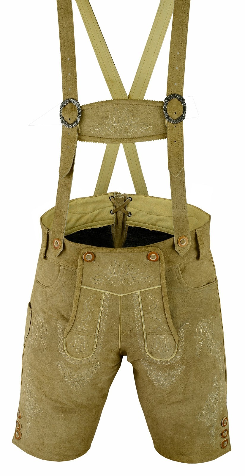 Loden Beige Leather Lederhosen Oktoberfest Men Leather Shorts