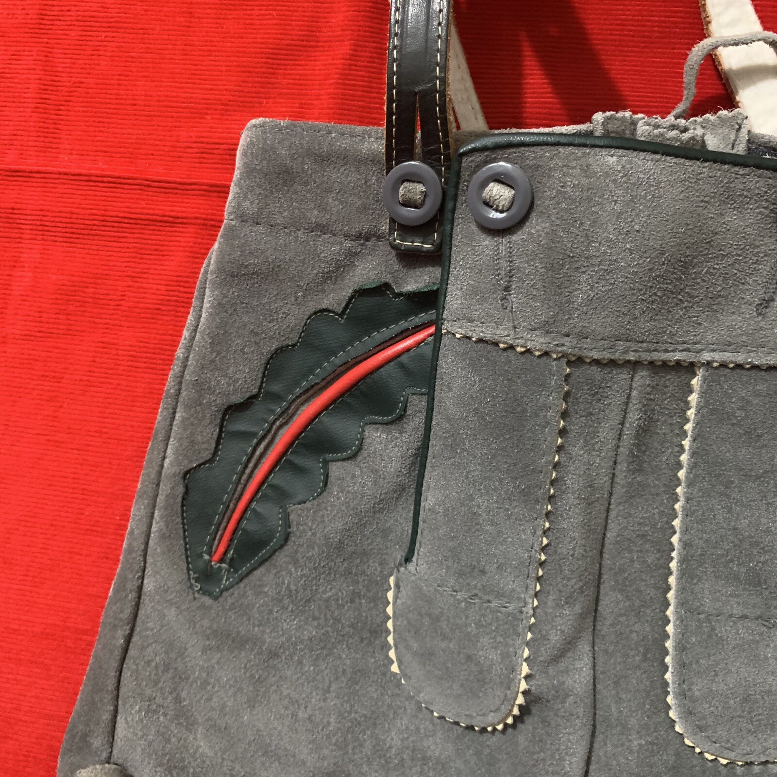 Vintage Kids Gray Suede Traditional Bavarian Lederhosen