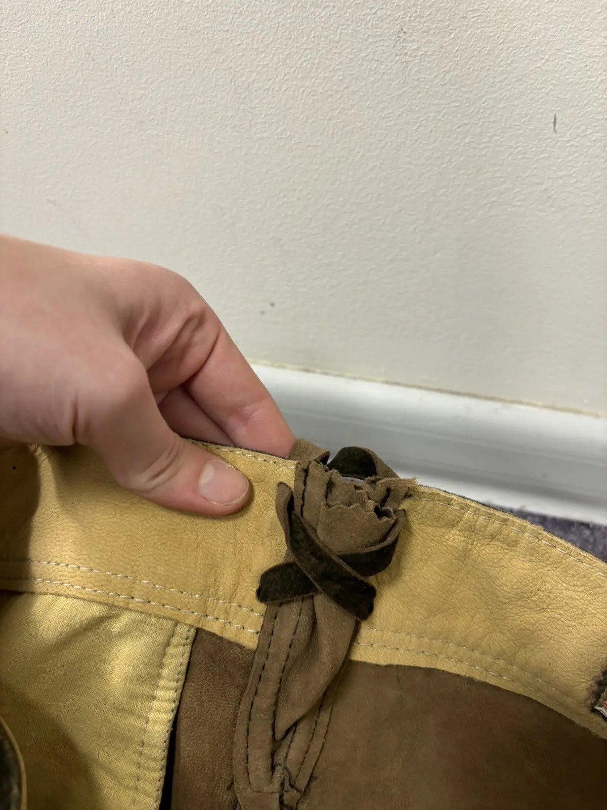 Stockerpoint Lederhosen Rocco Men’s Trachten Brown Leather Pants Belt 50EU/34US