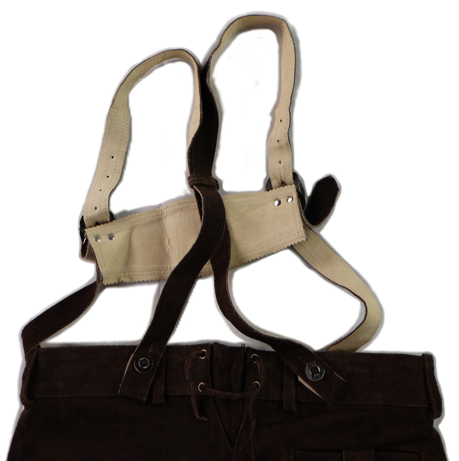 Men’s 50 US 38 Brown Suede Leather Lederhosen Bavarian Embroidered Shorts Pants