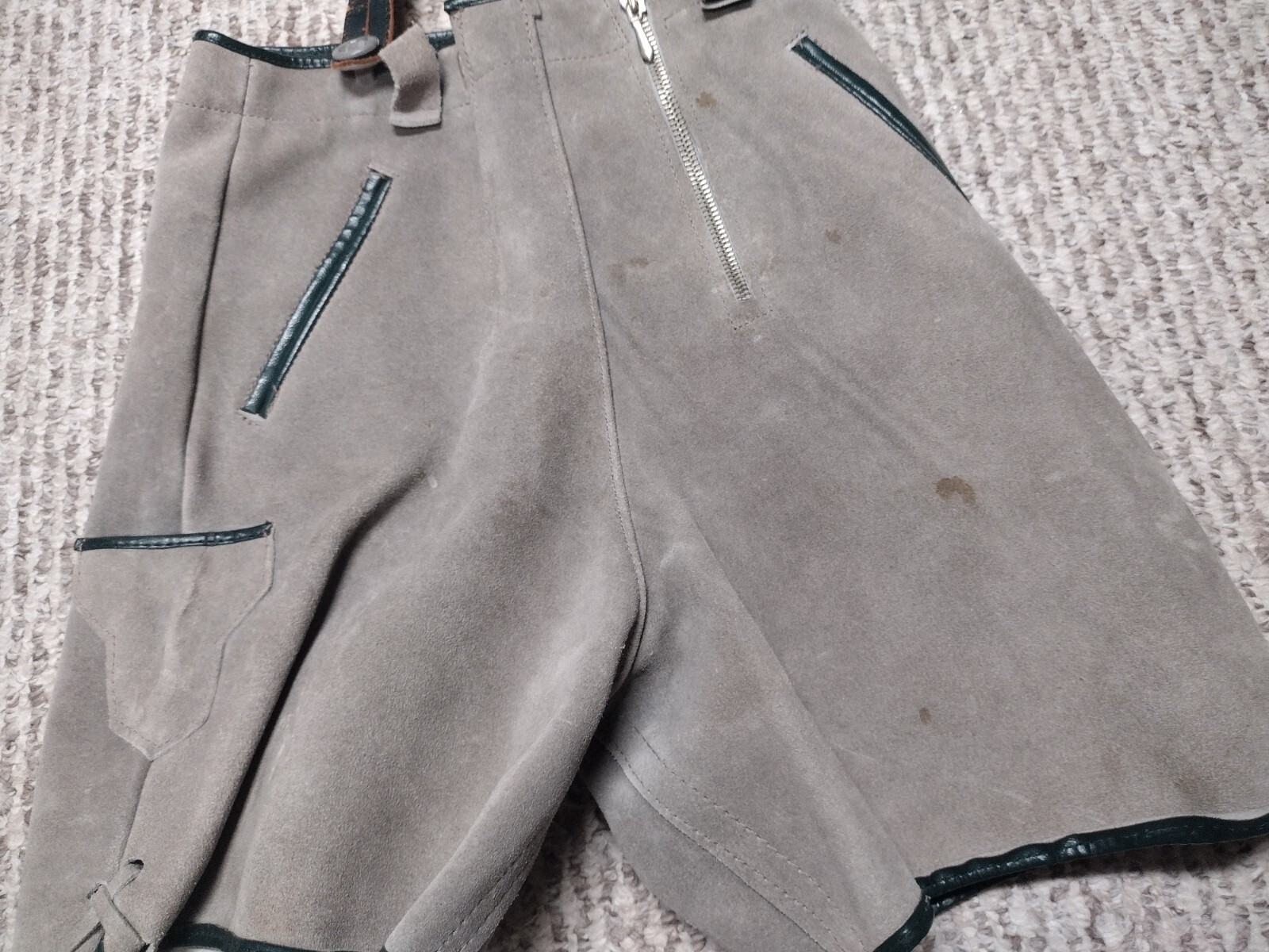 Lederhosen Vintage German Octoberfest Suede Leather Overall Button Shorts Beer