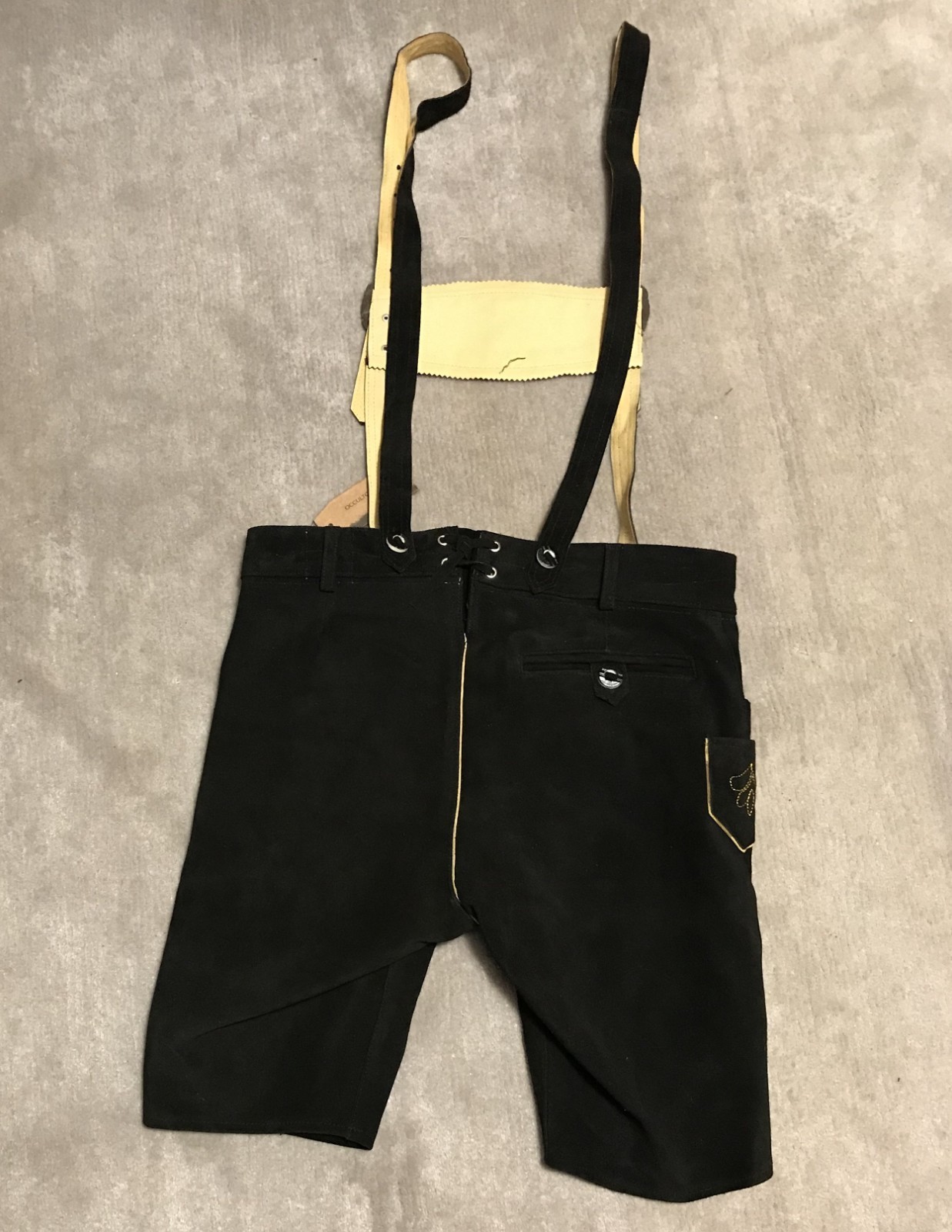 Short Occulto traditional leather pants embroidered-size 52-black-new product