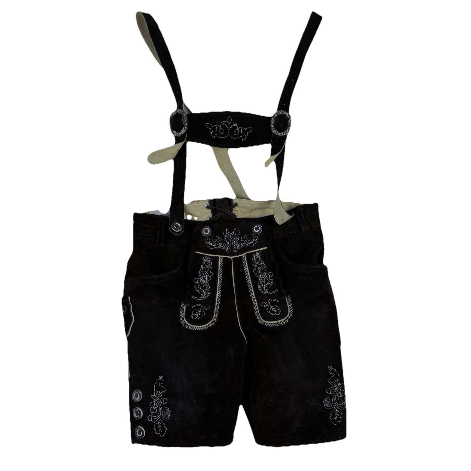Leather Lederhosen Brown Oktoberfest Shorts Men German Bavarian Pants 46