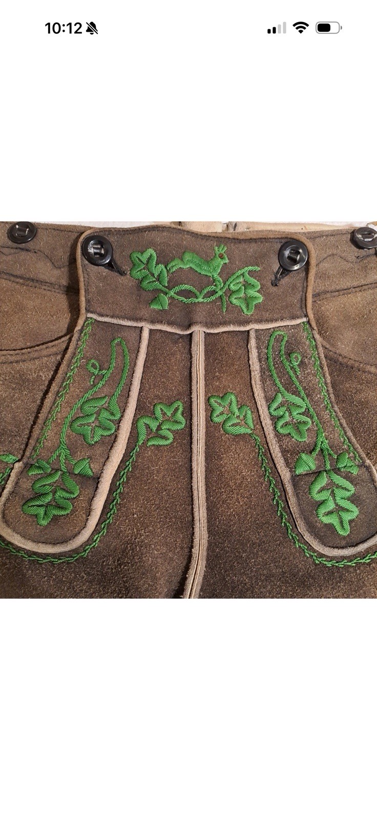 kurze Hirschlederhose sämische Gerbung handgestickt Plattler Trachtenlederhose