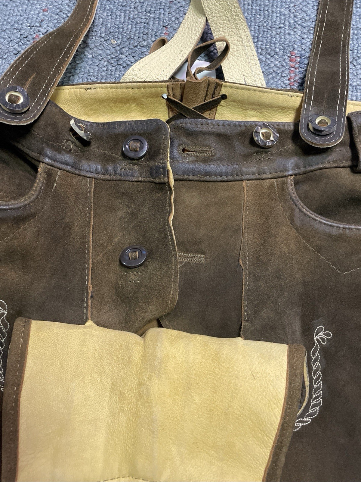 NWT Mens German Brown Leather Lederhosen Size EU 50 US 34 Octoberfest New