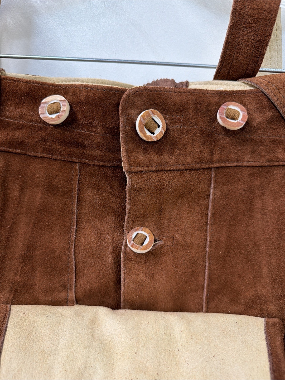 NEW Schonberger Trachten Mens Sz 44” Lederhosen Brown Suede Lamb Leather German
