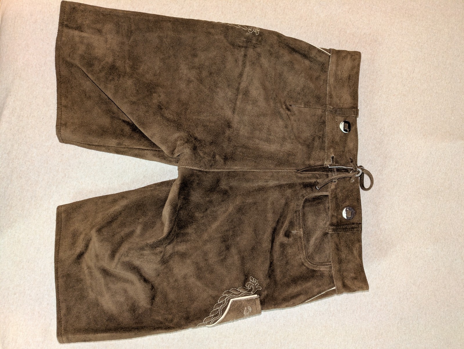 Men’s Bavarian Leather Lederhosen – Med/Dark Brown – US size 30 – NEW