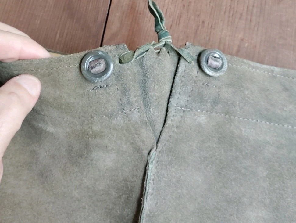 Vintage Germany Boy Child Suede Leather Lederhosen Gray Green 22 In Waist
