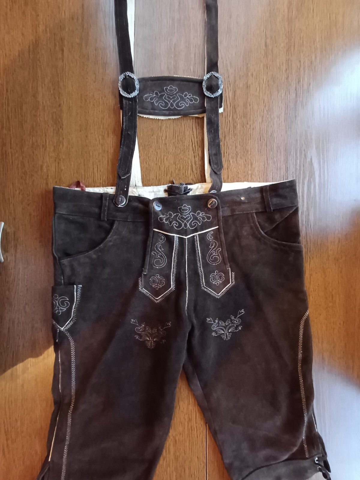 Bavarian Trachten Oktoberfest Suede Leather Lederhosen Shorts Pant Size W 42-44