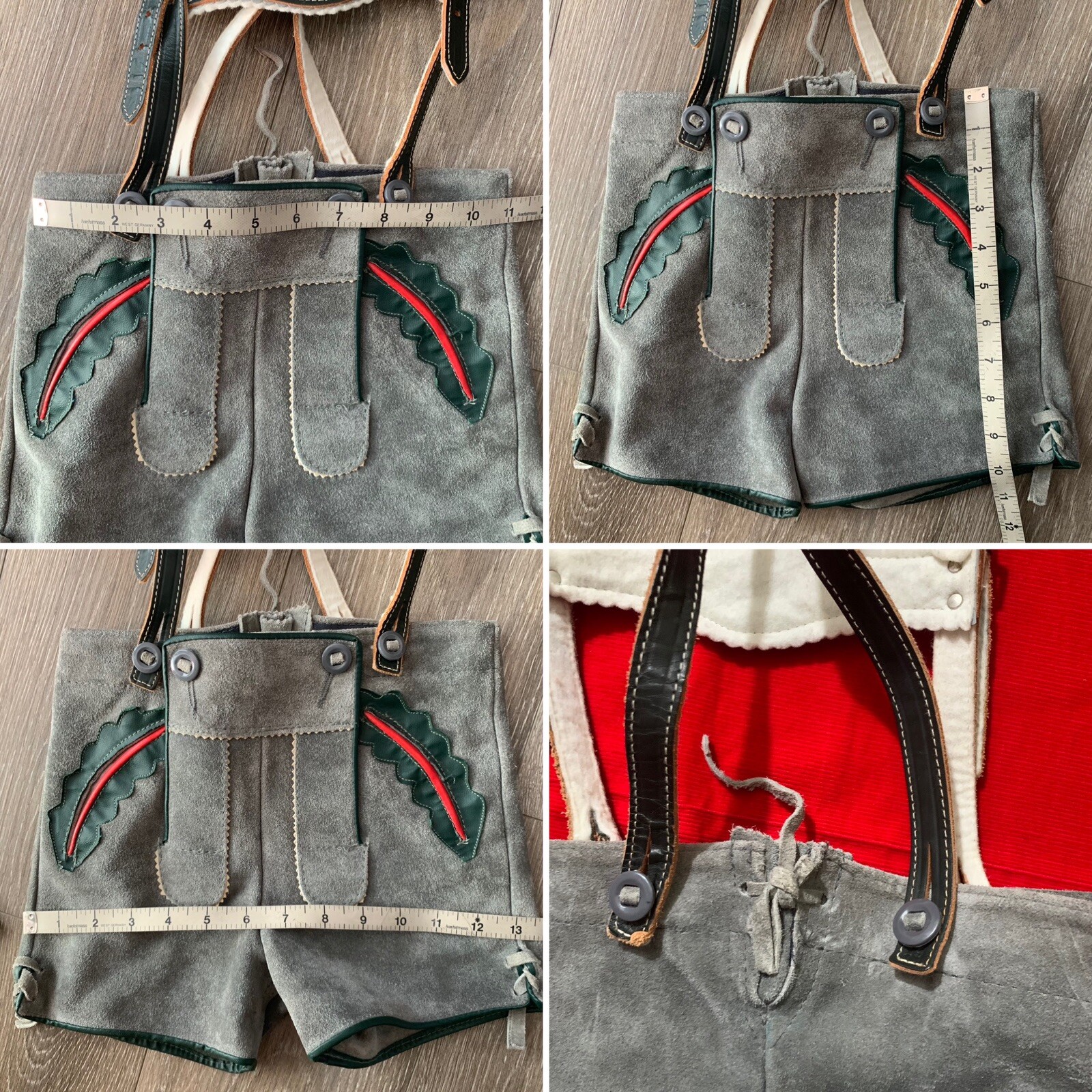 Vintage Kids Gray Suede Traditional Bavarian Lederhosen