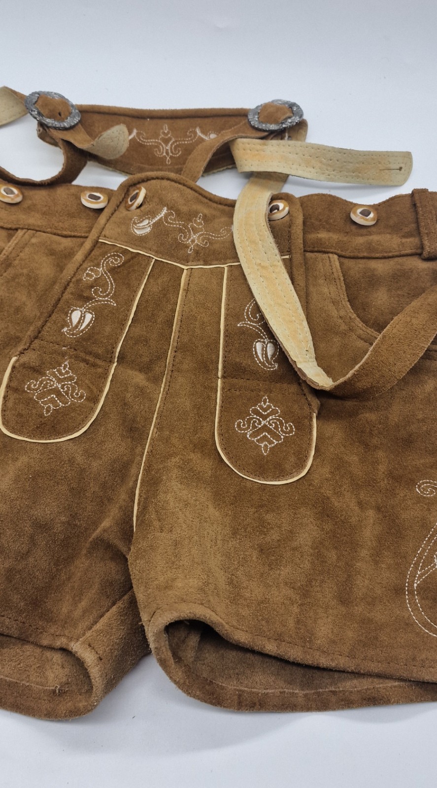 Paulgos | short leather pants | traditional leather pants | straps | size 40