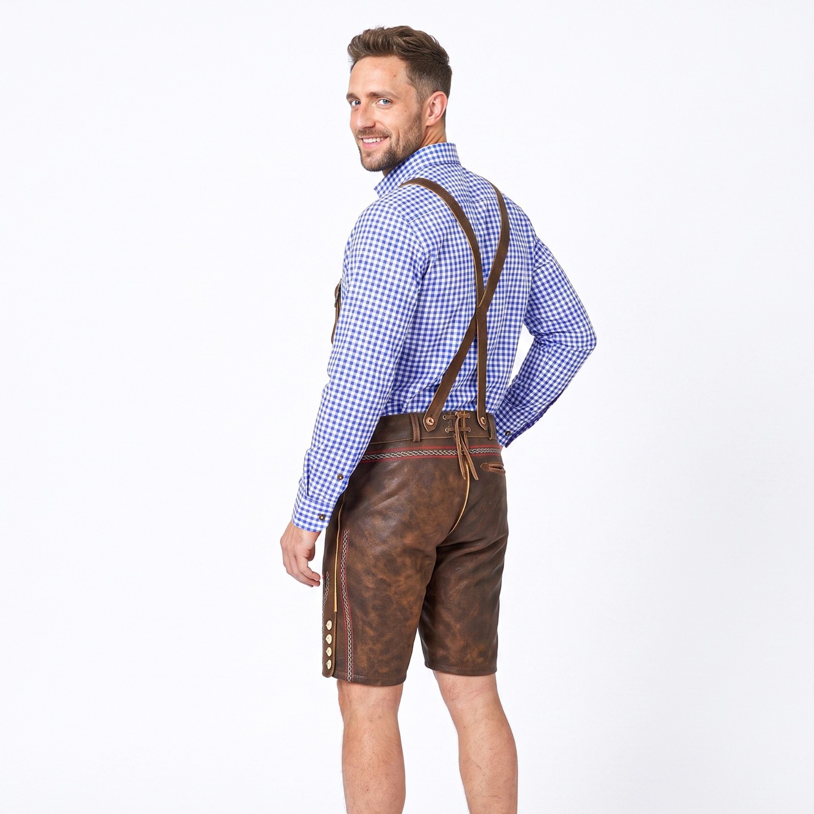 Authentic Lederhosen Antiqued Klose Leather Short Trachten Oktoberfest Costume