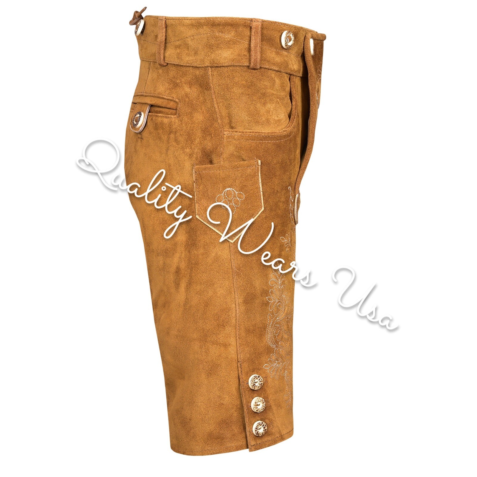 Authentic Men Lederhosen Oktoberfest Bavarian Lederhosen -Leather Trousers Plain