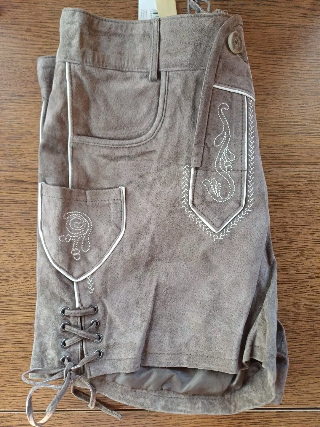 Bavarian Trachten Oktoberfest Leather Lederhosen Leder Shorts Womens Size 42 W35
