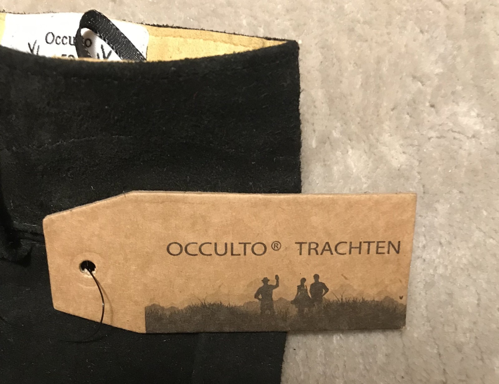 Short Occulto traditional leather pants embroidered-size 52-black-new product