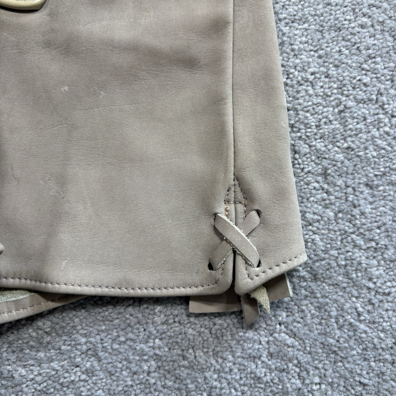 1960s German Lederhosen Leather Suede Overalls KIDS Size 6 Green Gray Embroidery