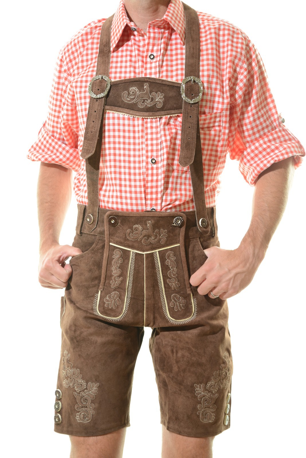 NEW Bavarian Oktoberfest Lederhosen Shorts Antique Brown Tracht #MUNICH
