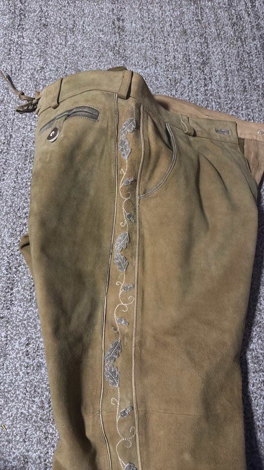 Men’s Bavarian Tratchen Lederhosen Pant German Oktoberfest Suede Leather Pants