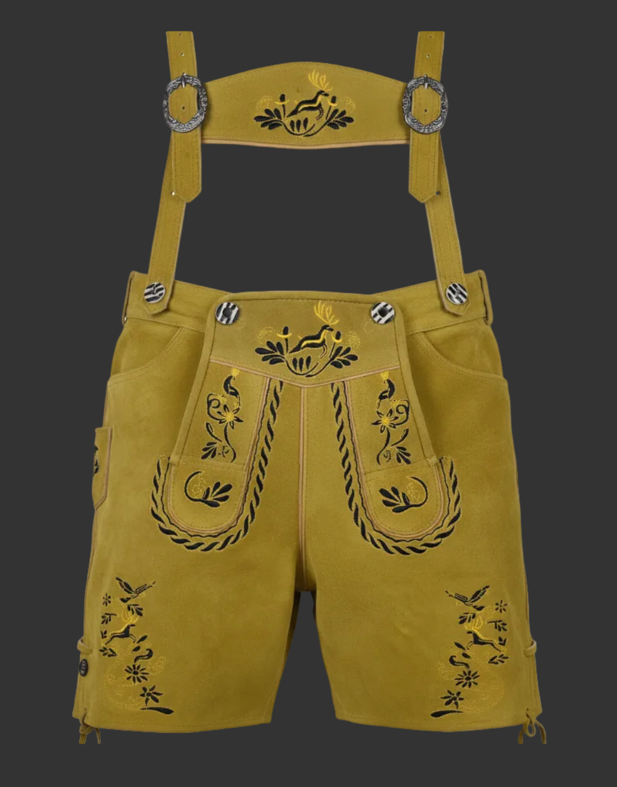 Lederhosen Men Octorberfest Real Suede Leather Golden Yellow