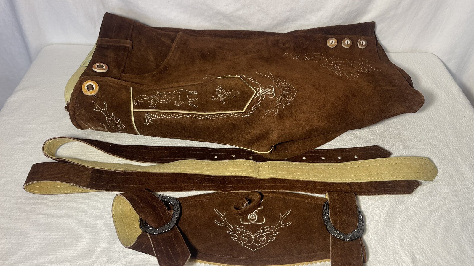 Schoneberger NWT German Lederhosen Size US36 Brown Leather Suede Short Pants NEW