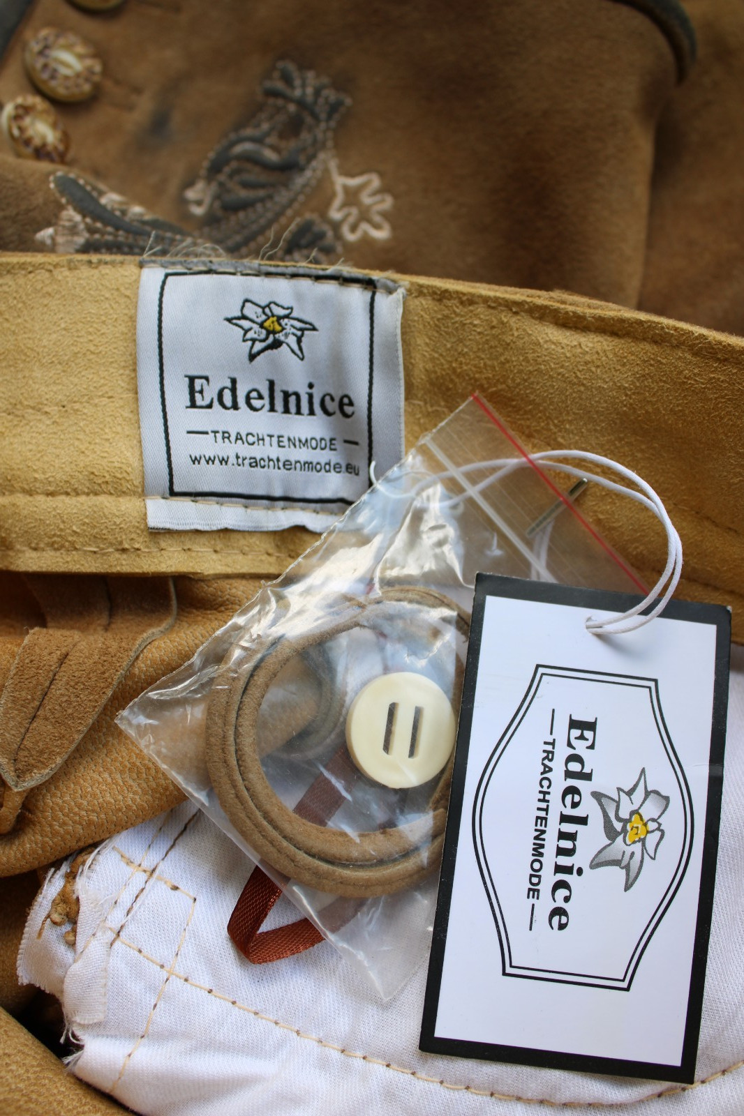 Edelnice Trachten Bavarian october fest traditional short Leather Lederhosen 46