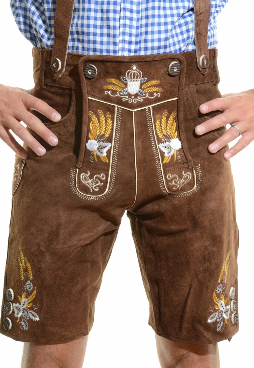 NEW Bavarian Oktoberfest Lederhosen Shorts Tracht Costume Men Women HOT All Size