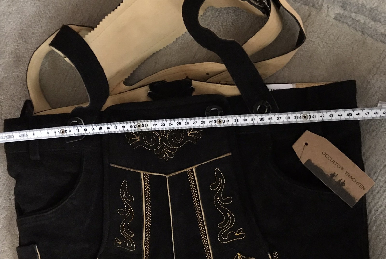 Short Occulto traditional leather pants embroidered-size 52-black-new product