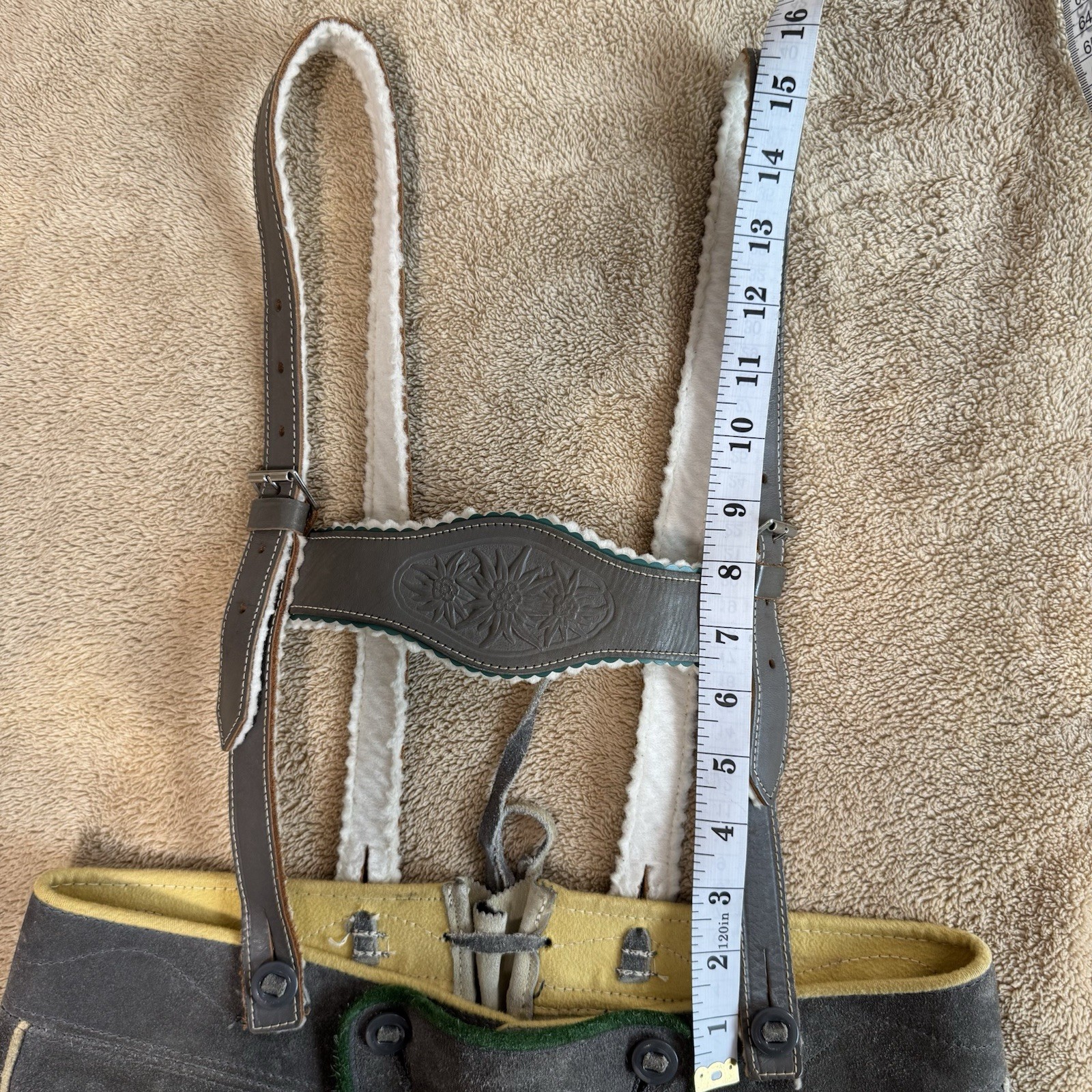 Vintage Lederhosen Suede Leather German Bavarian Genuine Youth Measure In Pics
