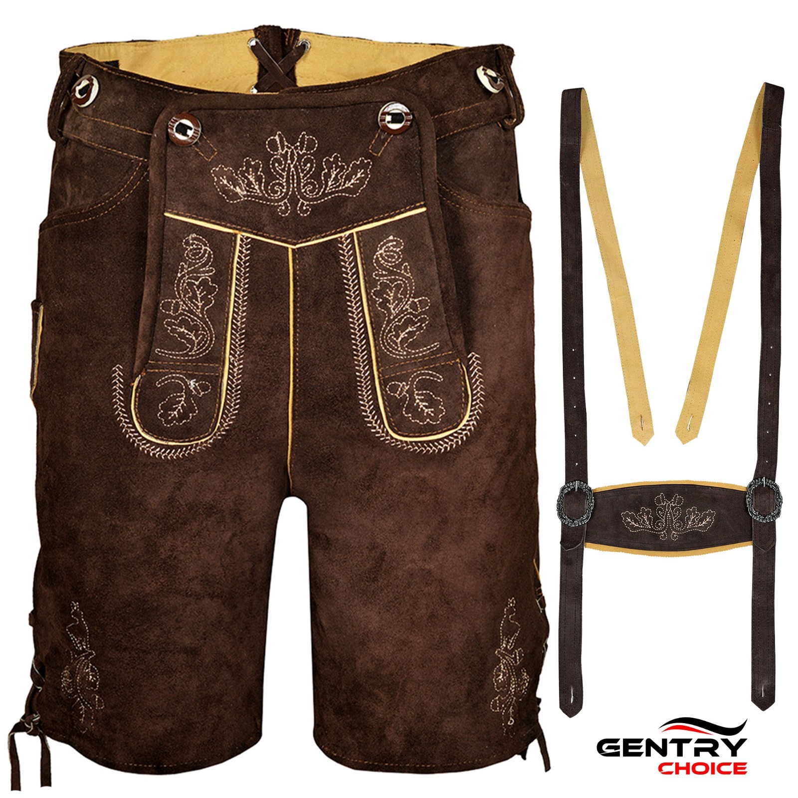 Mens Oktoberfest Costume Genuine Leather Lederhosen Bavarian German Outfit