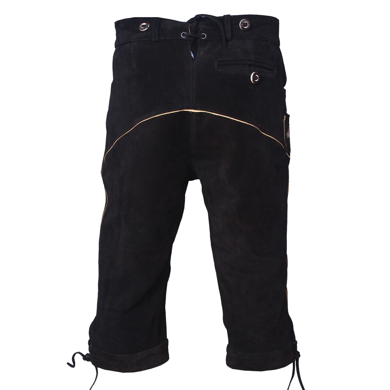 Leather Lederhosen Black Kniebundhosen Trachten German Mens Oktoberfest Costume