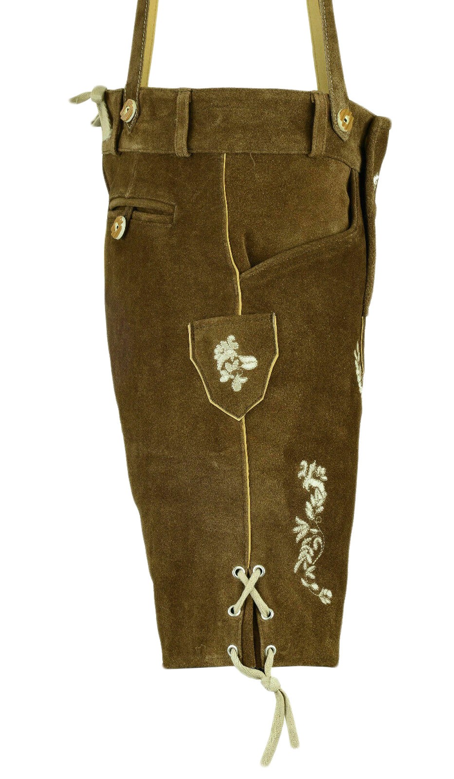 Herren Trachtenlederhose Trachten Lederhose Kurz Hellbraun Blau Schwarz LEFAM