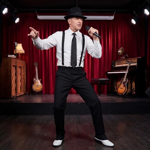 1920s Mens Christmas Costume Accessories Set Including Gangster Spats Black