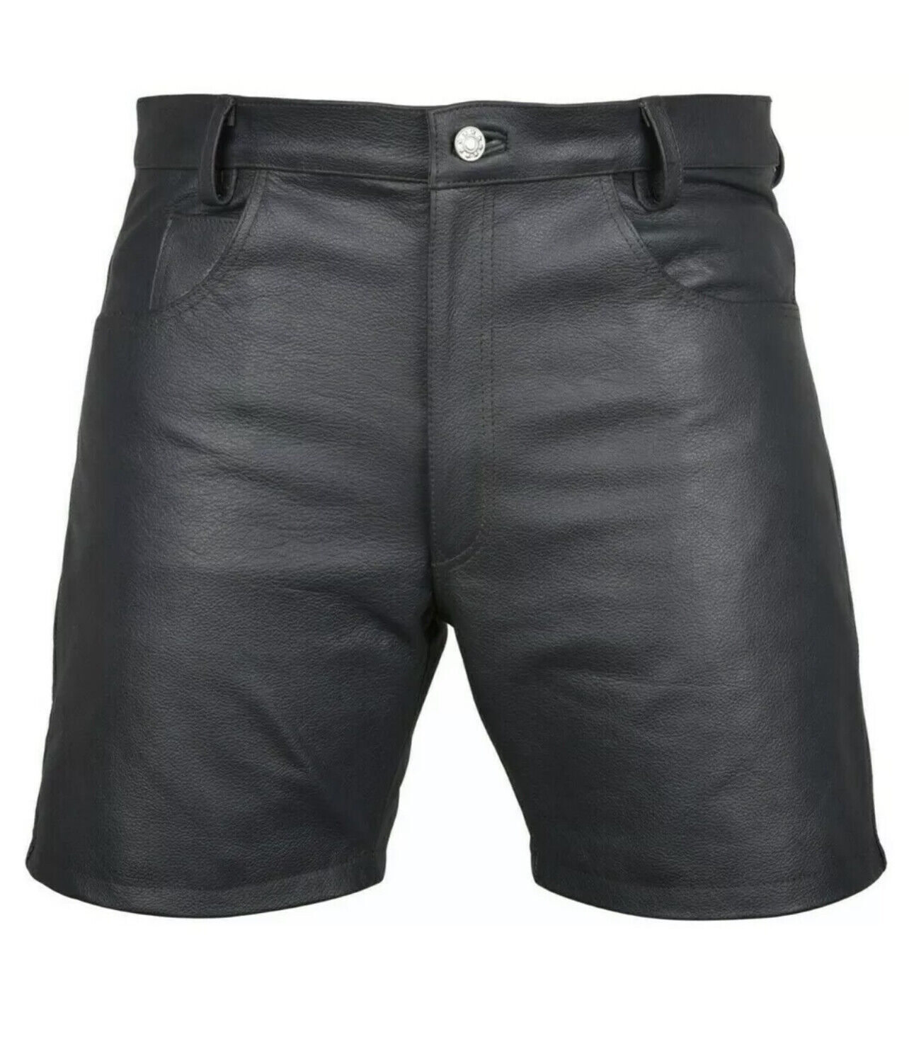 Mens Biker Shorts Real Black Or Cow Leather Sleek And Sexy 501 Style Shorts New