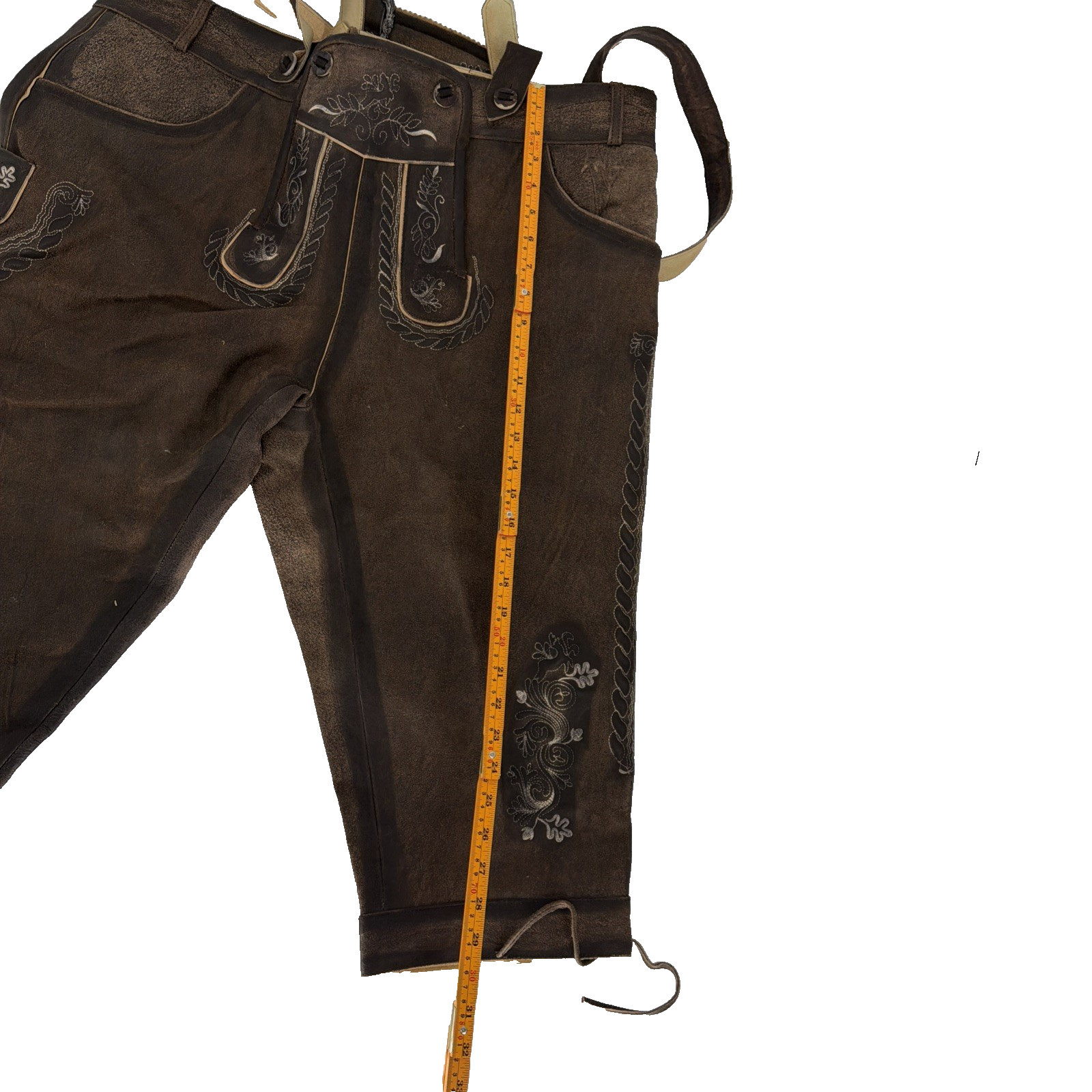 Mens Genuine Leather Lederhosen Suspenders German Oktoberfest Bavarian Size 60
