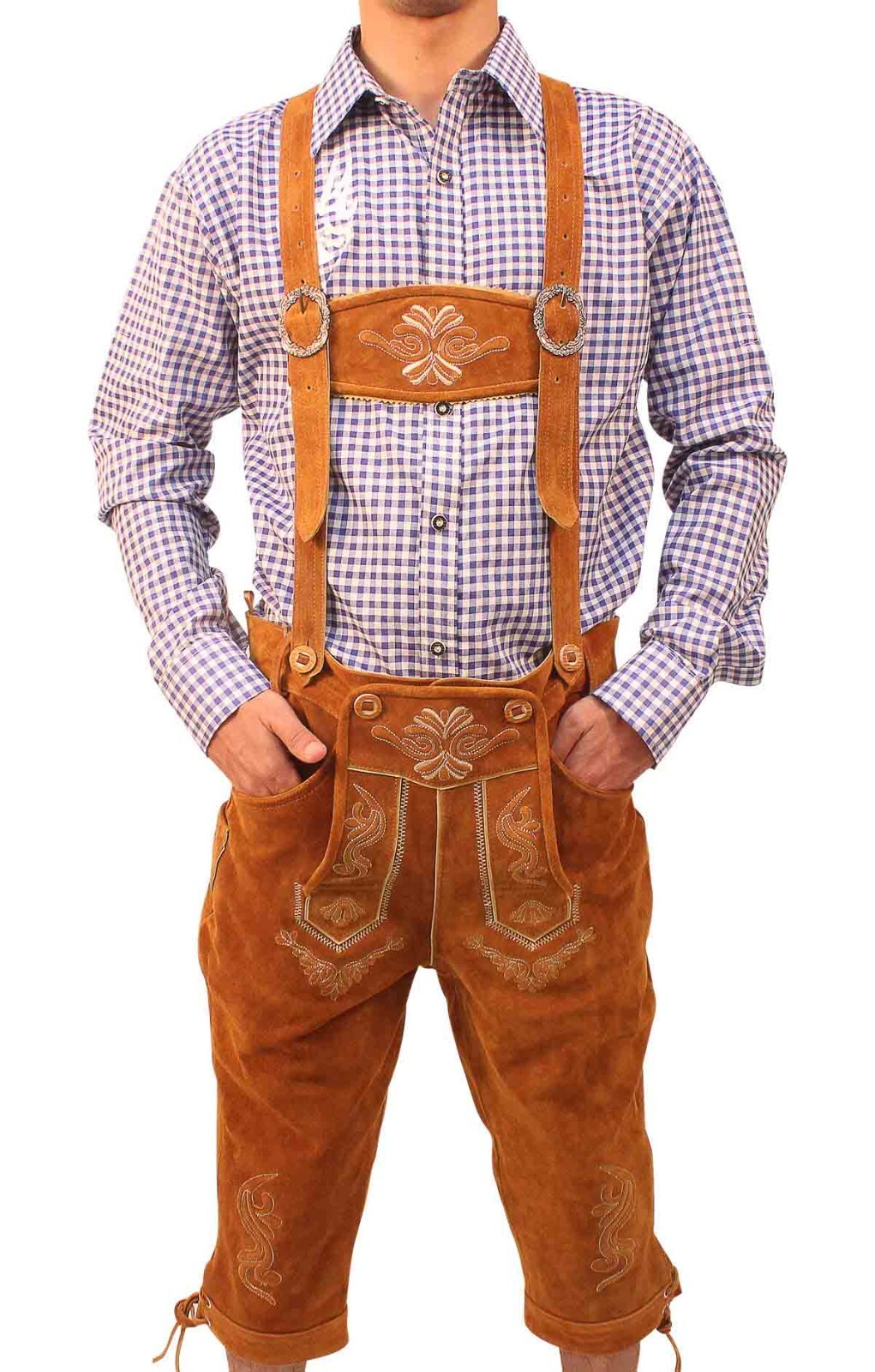 Men’s Bavarian Leather Bundhosen Lavishing Gold Brown Oktoberfest