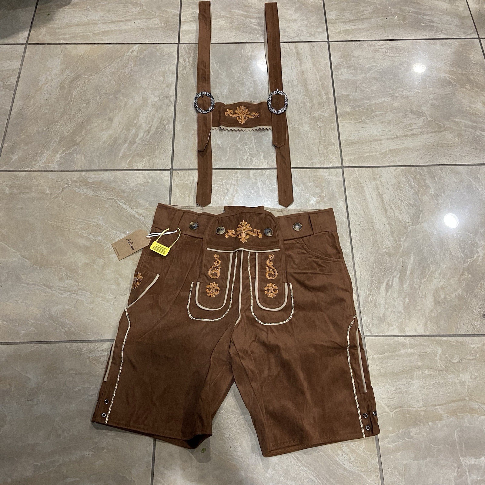 Bavarian Lederhosen Oktoberfest Costume German Outfit Shorts Men’s 32 US