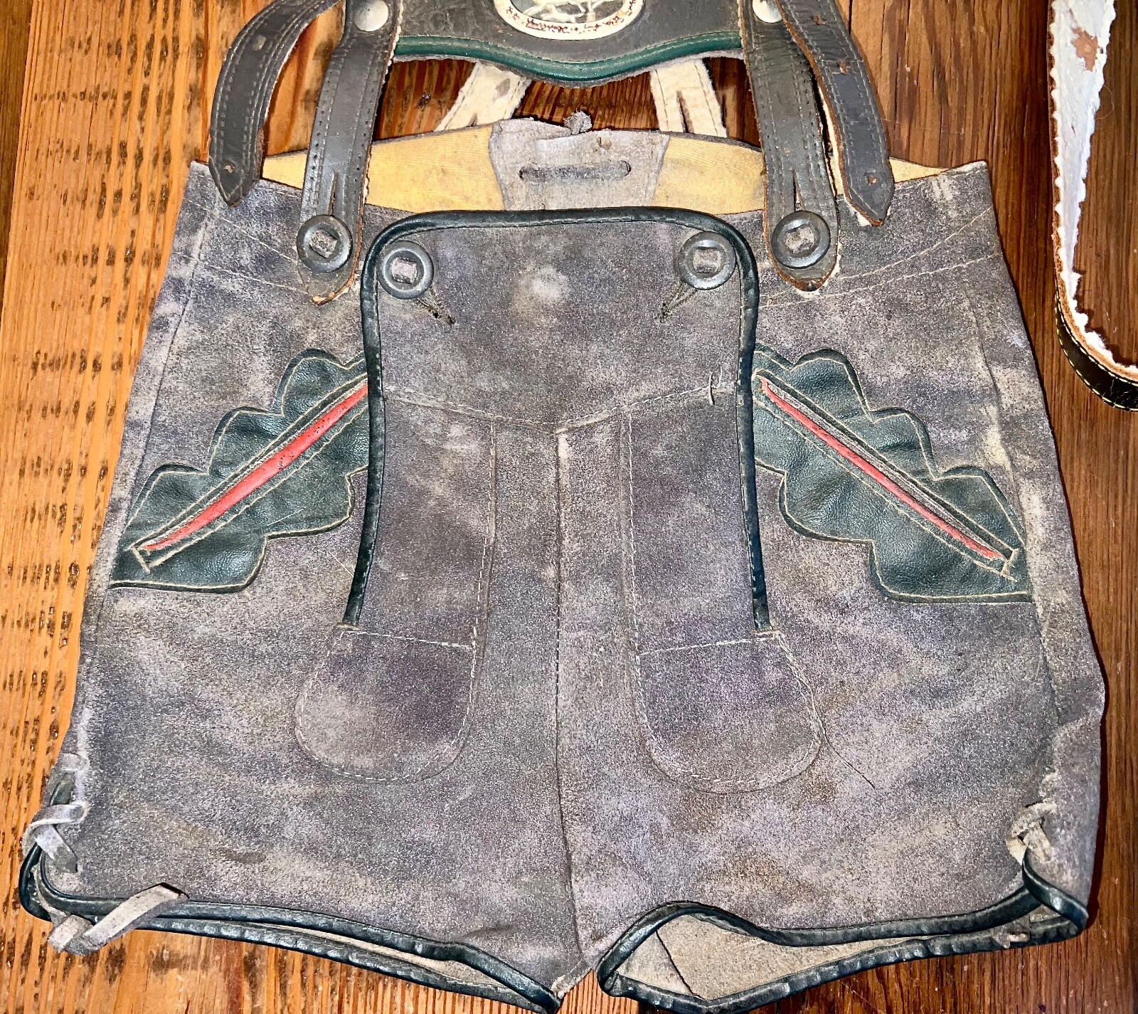 Vintage 60’s Authentic Traditional Suede Lederhosen German Suspender Boys Shorts