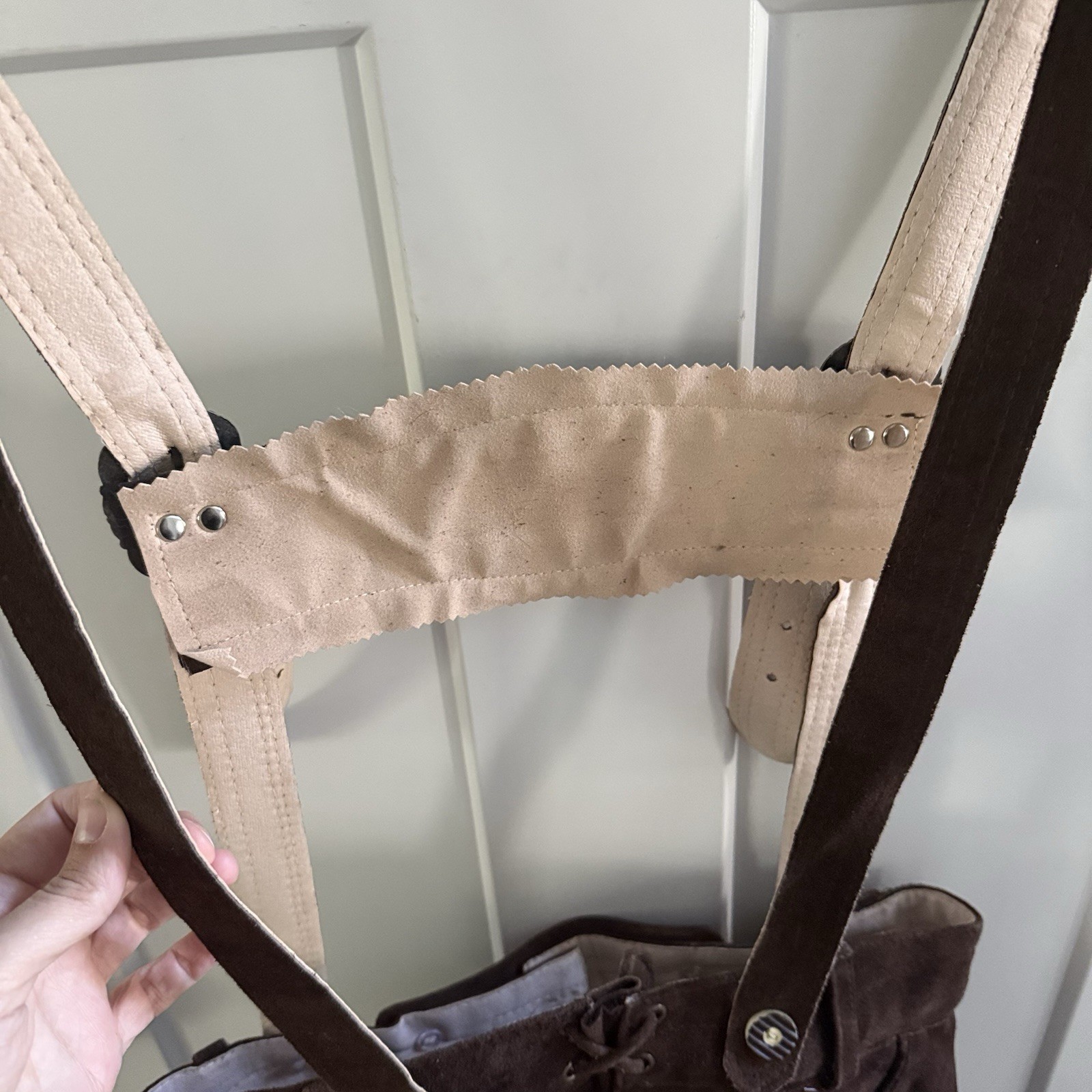 Lederhosen4U German Lederhosen Shorts Suspenders Size 50 Brown Heavy Leather